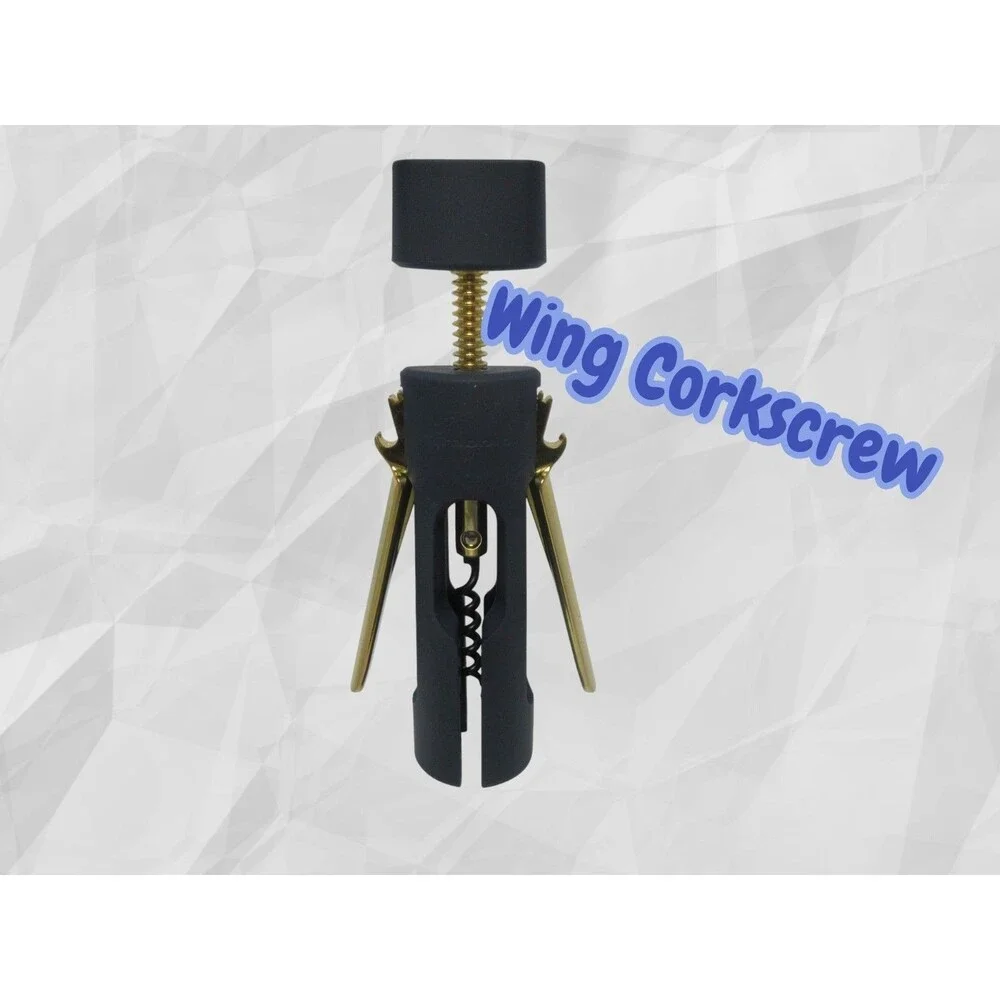 Rabbit 5256402 Wing Corkscrew Black Wine Bottle Opener Crate & Barrel Chrome Blk